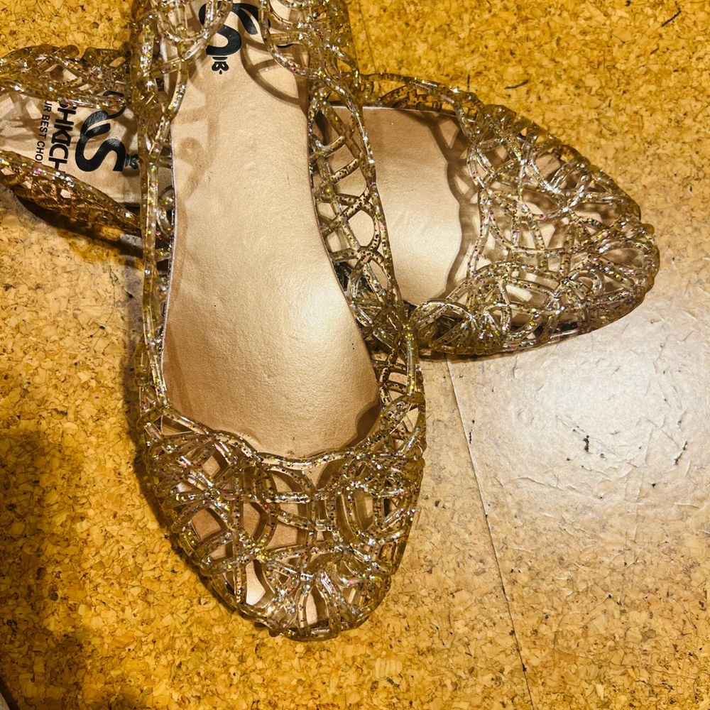 Jelly Gold glitter Flats